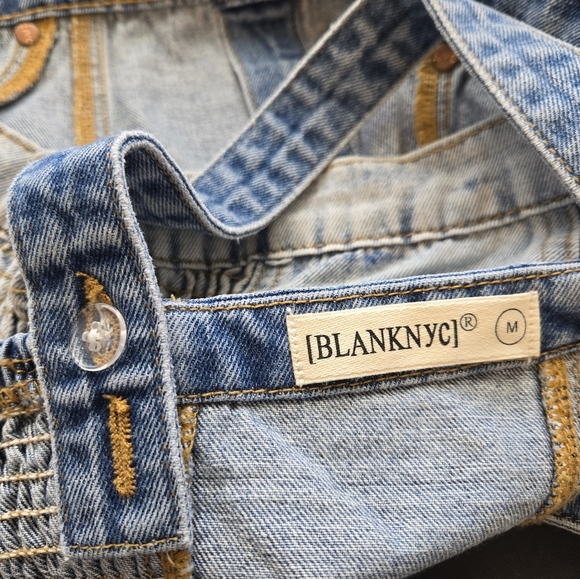Blank Nyc Call Back Denim Bustier Snap Top Light-Medium Wash Adj Button Strap - Picture 9 of 11